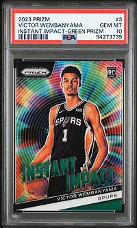 2023 Panini Prizm Instant Impact 3 Victor Wembanyama Green Prizm PSA 10