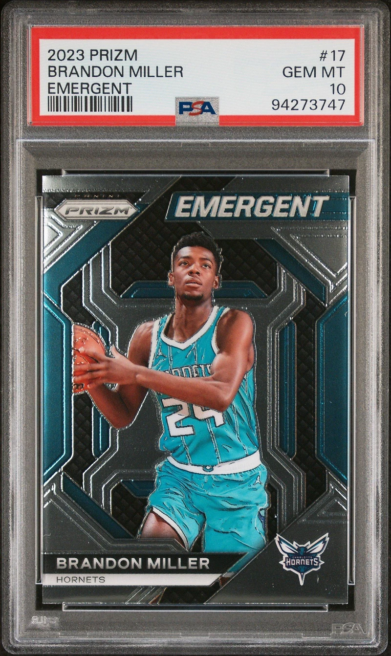 2023 Panini Prizm Emergent 17 Brandon Miller PSA 10