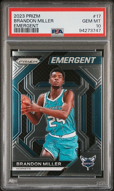 2023 Panini Prizm Emergent 17 Brandon Miller PSA 10