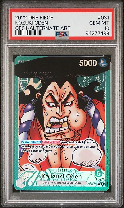 2022 One Piece Romance Dawn 031 Kozuki Oden Alternate Art PSA 10