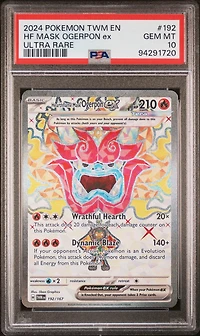 2024 Pokemon Twm En-twilight Masquerade 192 Hearthflame Mask Ogerpon Ex Ultra Rare PSA 10