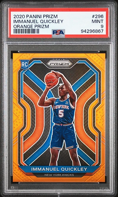 2020 Panini Prizm 296 Immanuel Quickley Orange Prizm PSA 9