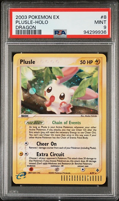 2003 Pokemon Ex Dragon 8 Plusle-holo PSA 9