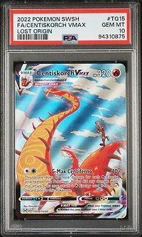 2022 Pokemon Sword & Shield Lost Origin Tg15 Full Art/centiskorch Vmax PSA 10