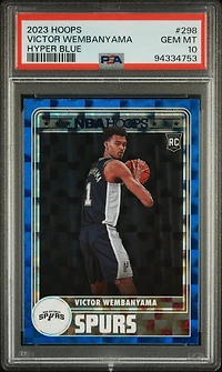 2023 Panini Nba Hoops 298 Victor Wembanyama Hyper Blue PSA 10