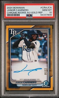 2024 Bowman Chrome Rookie Autographs Crajca Junior Caminero Gold Refractor PSA 10