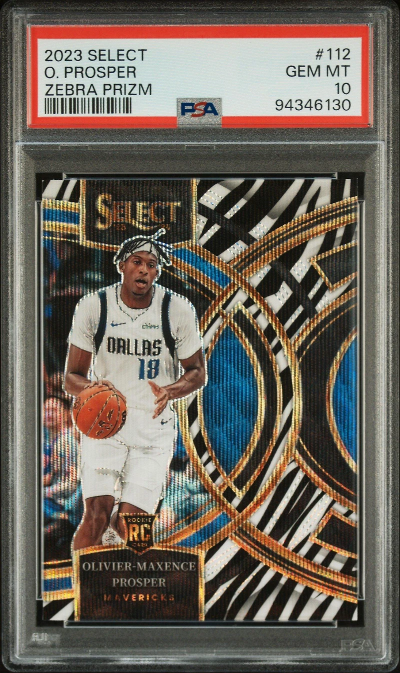2023 Panini Select 112 Olivier-maxence Prosper Zebra Prizm PSA 10