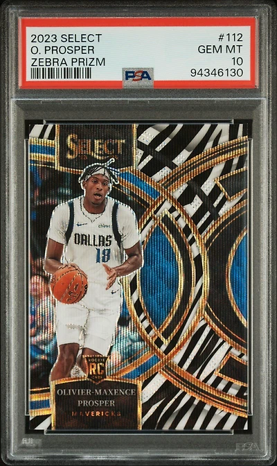 2023 Panini Select 112 Olivier-maxence Prosper Zebra Prizm PSA 10