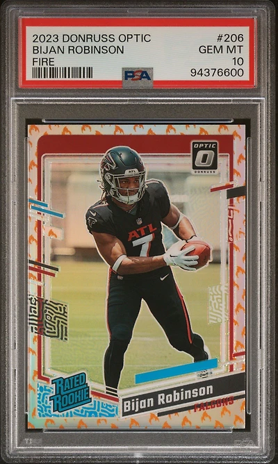2023 Panini Donruss Optic 206 Bijan Robinson Fire PSA 10