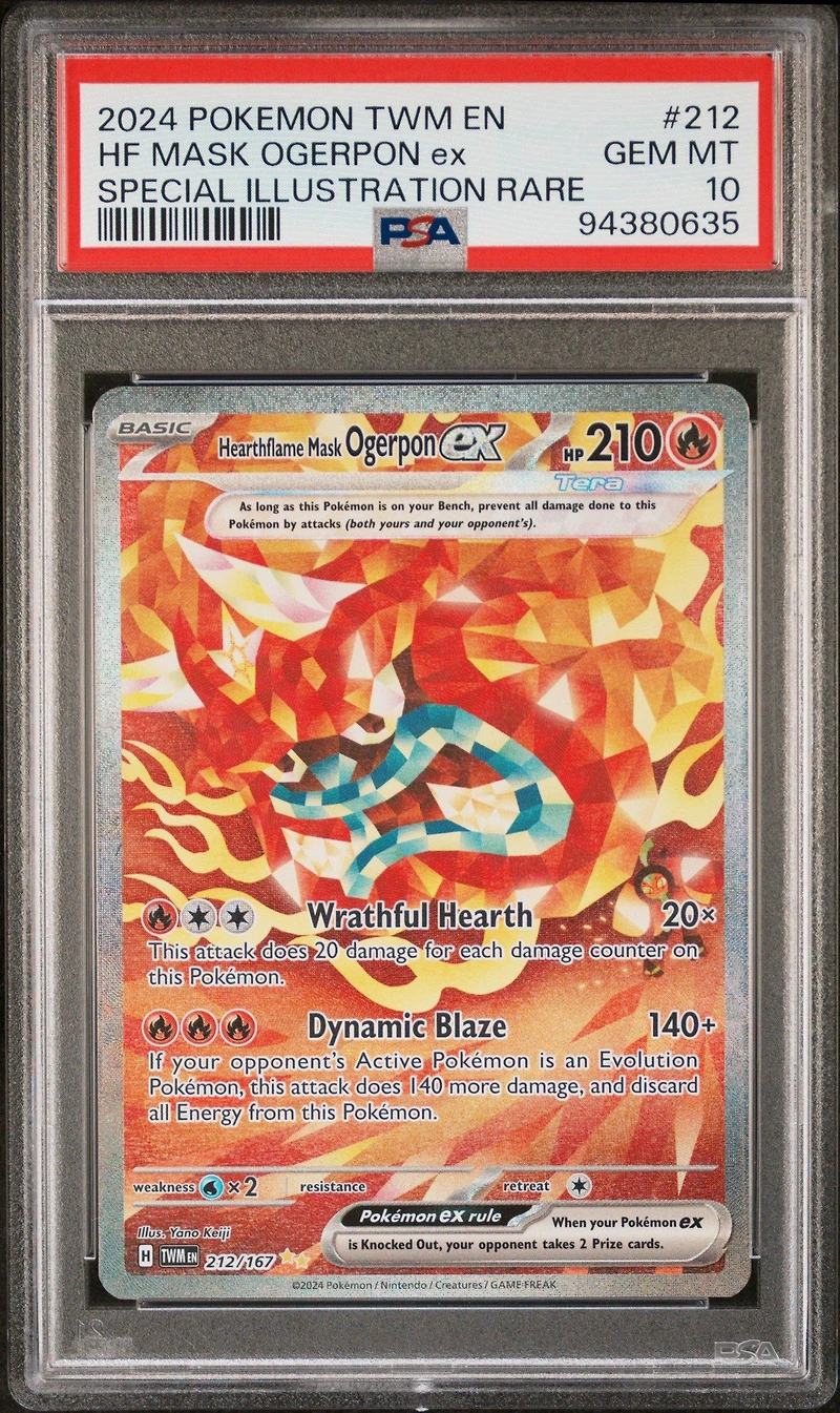 2024 Pokemon Twm En-twilight Masquerade 212 Hearthflame Mask Ogerpon Ex Special Illustration Rare PSA