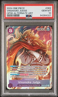 2024 One Piece Op06-wings Of The Captain 062 Vinsmoke Judge Alternate Art PSA 10