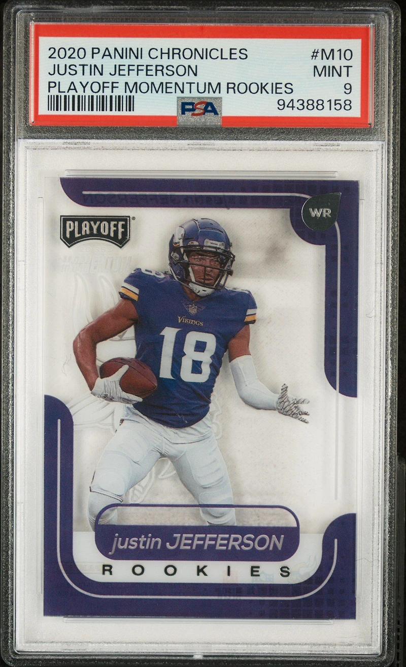 2020 Panini Chronicles Playoff Momentum Rookies M10 Justin Jefferson PSA 9