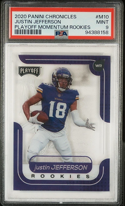 2020 Panini Chronicles Playoff Momentum Rookies M10 Justin Jefferson PSA 9