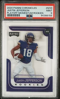 2020 Panini Chronicles Playoff Momentum Rookies M10 Justin Jefferson PSA 9