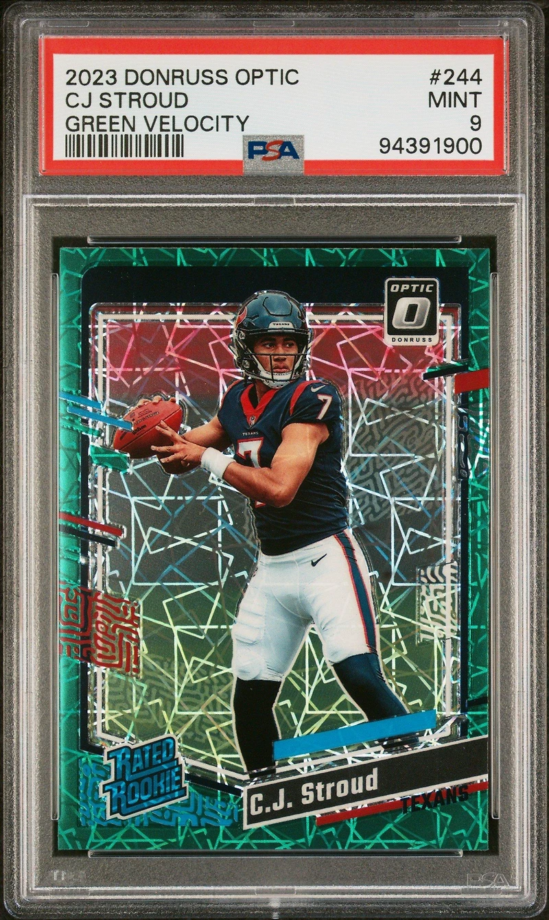 2023 Panini Donruss Optic 244 Cj Stroud Green Velocity PSA 9