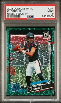 2023 Panini Donruss Optic 244 Cj Stroud Green Velocity PSA 9