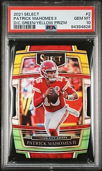 2021 Panini Select Patrick Mahomes Ii Die-cut Green/yellow Prizm PSA 10