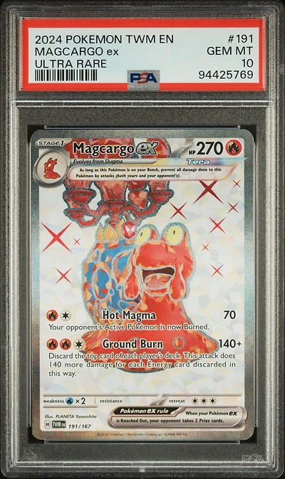 2024 Pokemon Twm En-twilight Masquerade 191 Magcargo Ex Ultra Rare PSA 10