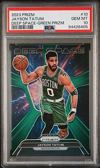2023 Panini Prizm Deep Space 10 Jayson Tatum Green Prizm PSA 10