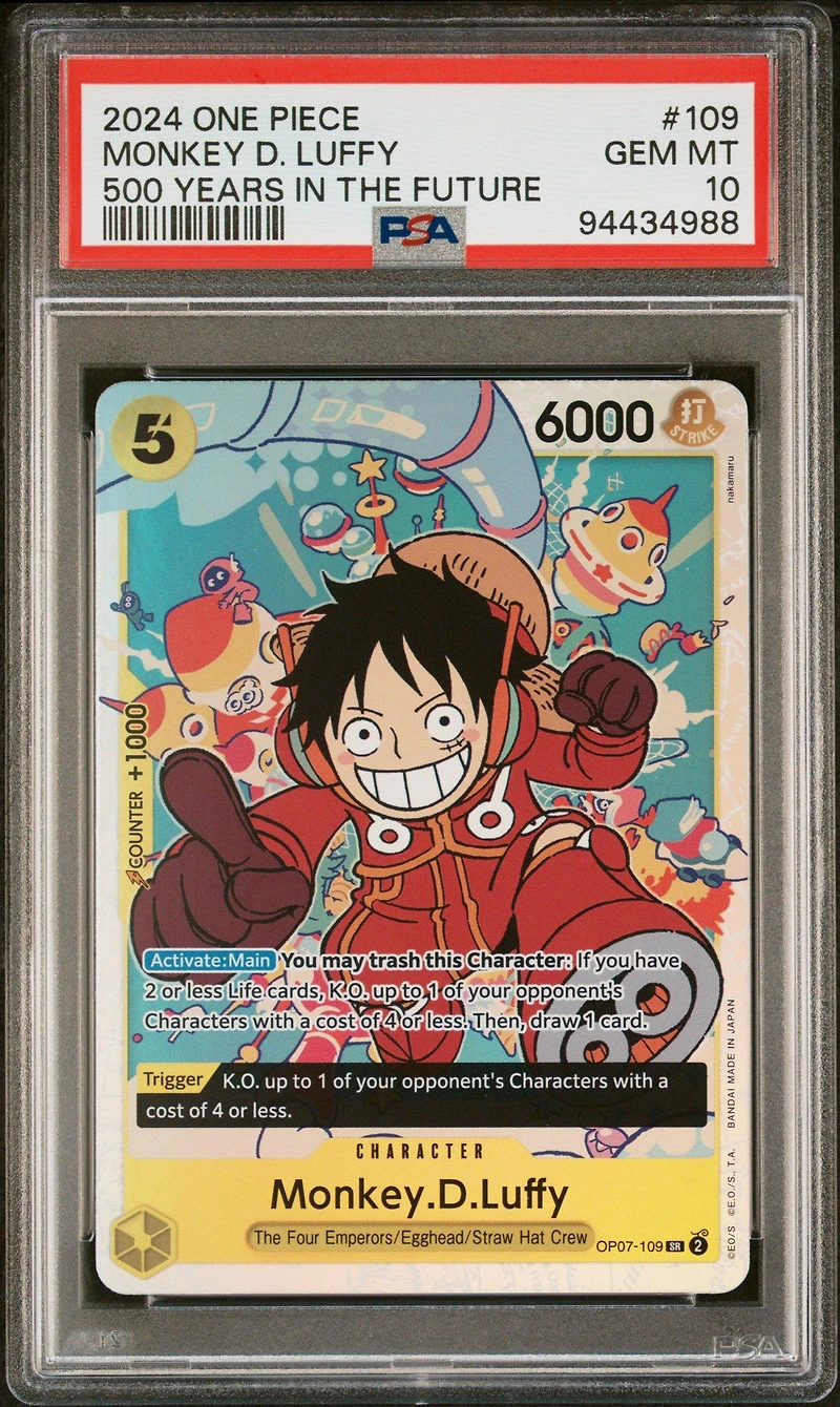2024 One Piece Op07-500 Years In The Future 109 Monkey D. Luffy PSA 10