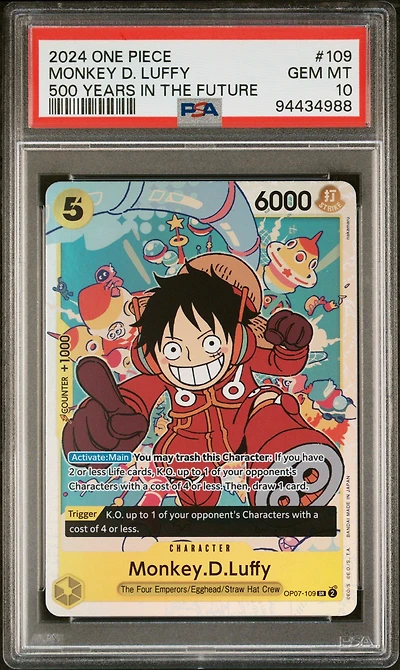 2024 One Piece Op07-500 Years In The Future 109 Monkey D. Luffy PSA 10
