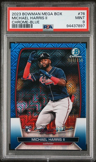2023 Bowman Mega Box Chrome 76 Michael Harris Ii Blue PSA 9