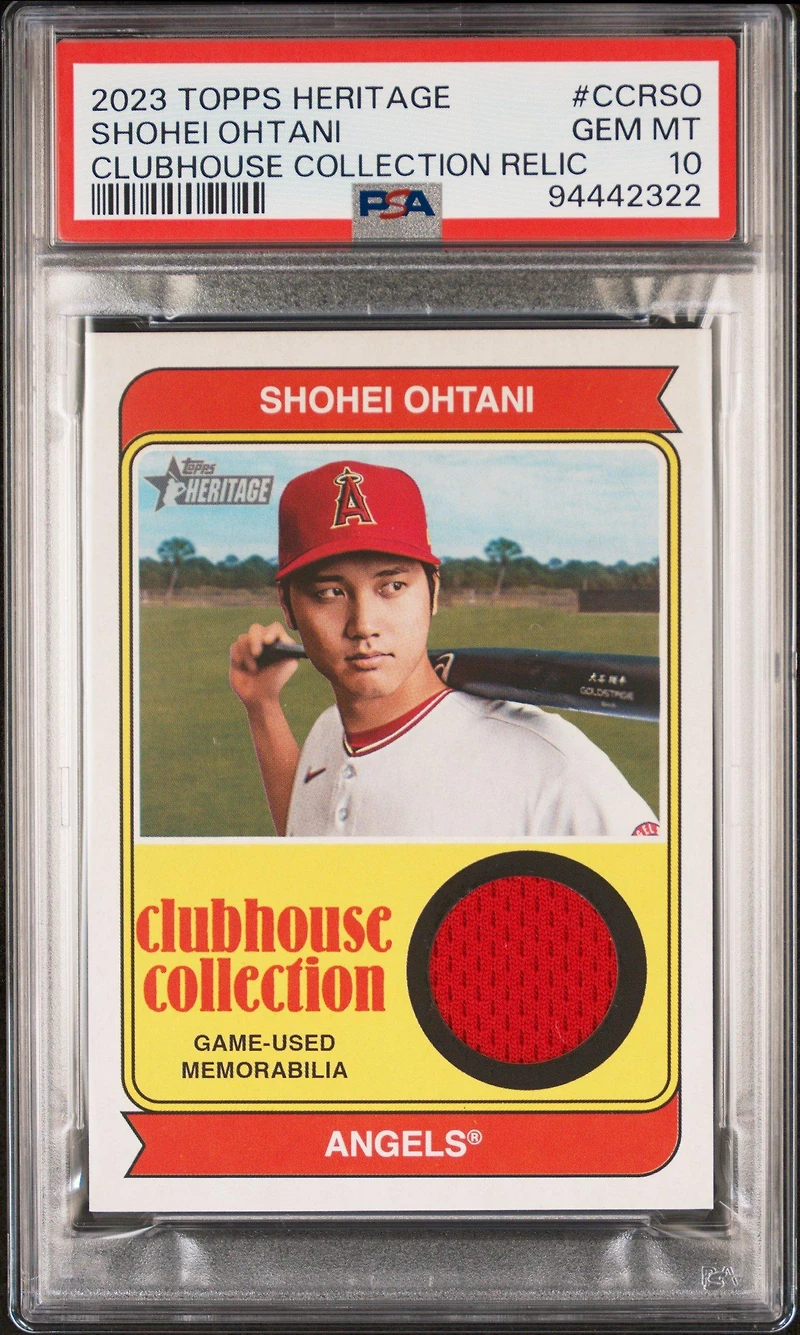 2023 Topps Heritage Clubhouse Collection Relics Ccrso Shohei Ohtani PSA 10