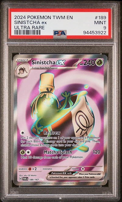 2024 Pokemon Twm En-twilight Masquerade 189 Sinistcha Ex Ultra Rare PSA