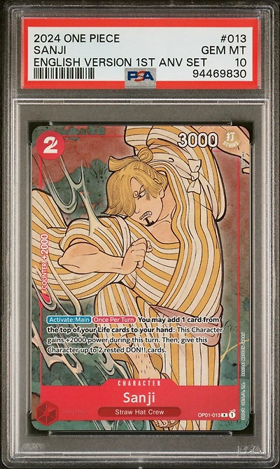 2024 One Piece English Version 1st Anniversary Set 013 Sanji PSA 10