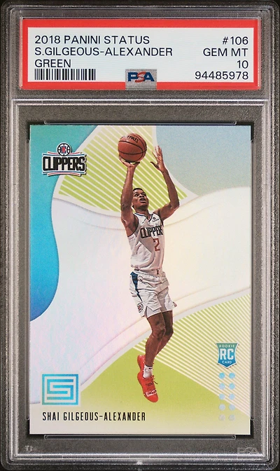 2018 Panini Status 106 Shai Gilgeous-alexander Green PSA 10
