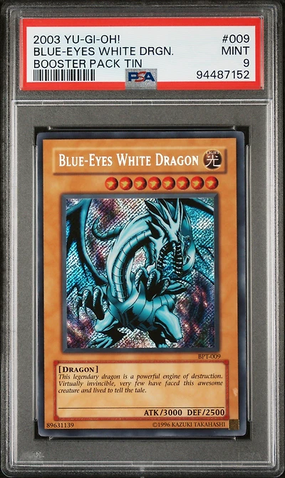 2003 Yu-gi-oh! Booster Pack Tin 009 Blue-eyes White Dragon PSA