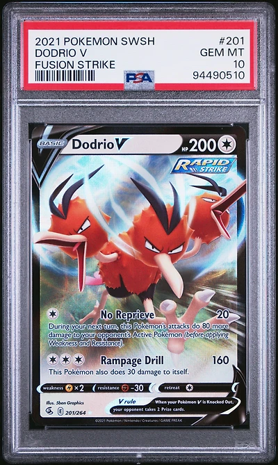 2021 Pokemon Sword & Shield Fusion Strike 201 Dodrio V PSA 10