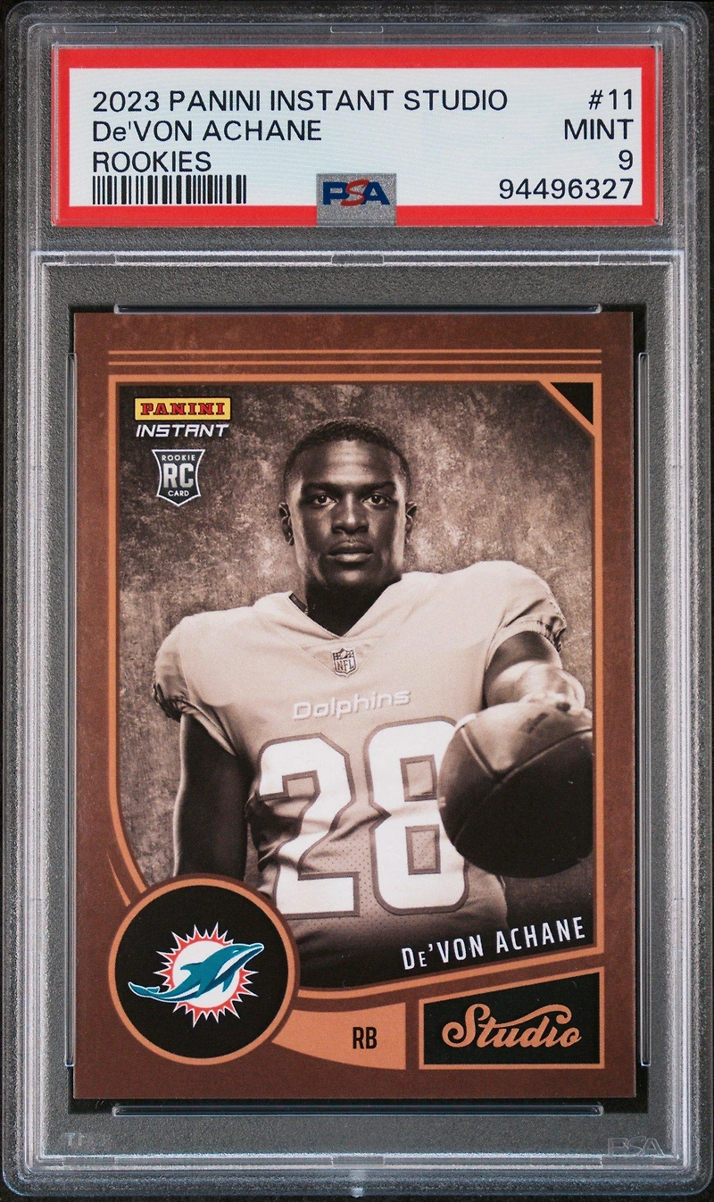 2023 Panini Instant Studio Rookies 11 De'von Achane PSA 9