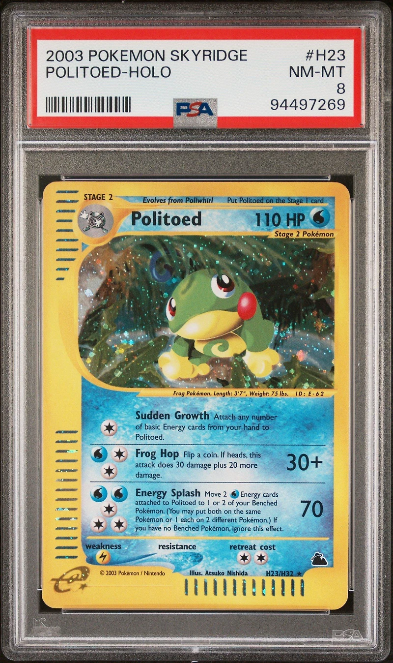 2003 Pokemon Skyridge H23 Politoed-holo PSA 8