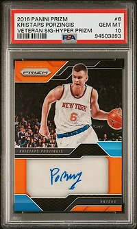 2016 Panini Prizm Veteran Signatures 6 Kristaps Porzingis Hyper Prizm PSA 10