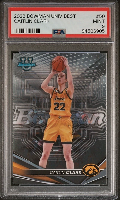 2022 Bowman University Best 50 Caitlin Clark PSA 9