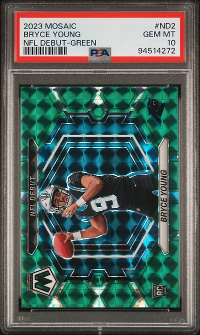 2023 Panini Mosaic Nfl Debut Nd2 Bryce Young Green PSA 10