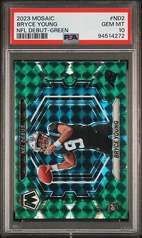 2023 Panini Mosaic Nfl Debut Nd2 Bryce Young Green PSA 10