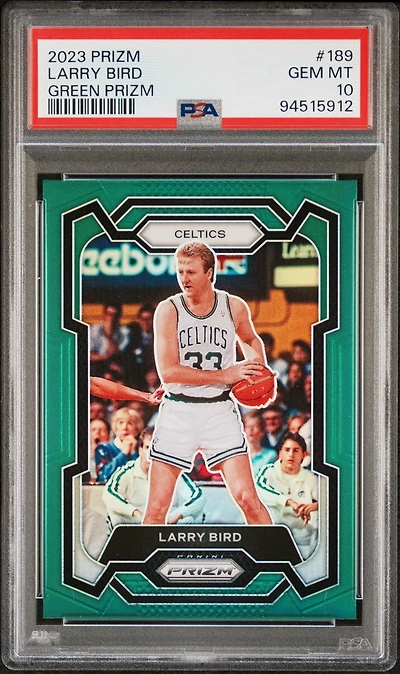 2023 Panini Prizm 189 Larry Bird Green Prizm PSA 10