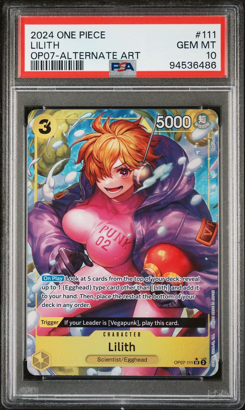 2024 One Piece Op07-500 Years In The Future 111 Lilith Alternate Art PSA 10