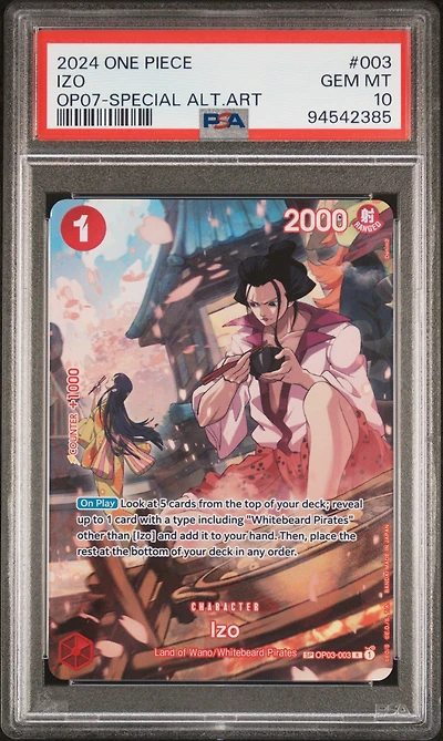 2024 One Piece Op07-500 Years In The Future 003 Izo Special Alternate Art PSA 10