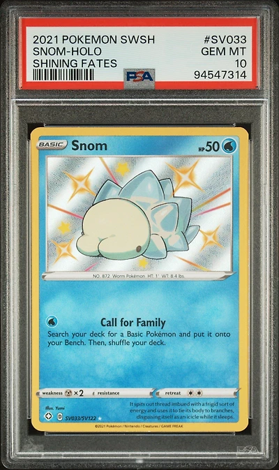 2021 Pokemon Sword & Shield Shining Fates Sv033 Snom-holo PSA 10