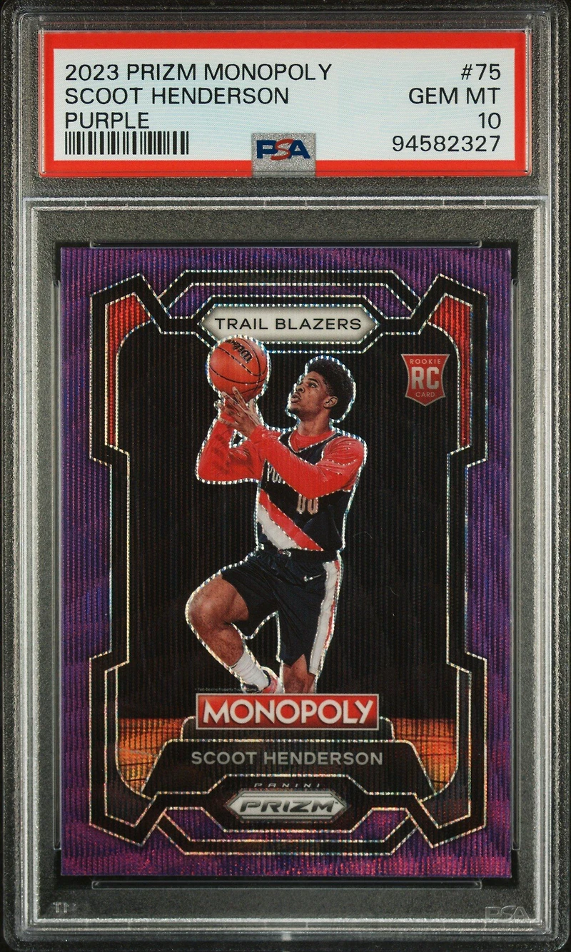 2023 Panini Prizm Monopoly 75 Scoot Henderson Purple PSA 10