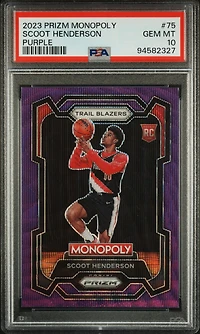 2023 Panini Prizm Monopoly 75 Scoot Henderson Purple PSA 10