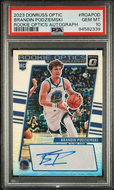 2023 Panini Donruss Optic Rookie Optics Autographs Roapod Brandin Podziemski PSA 10