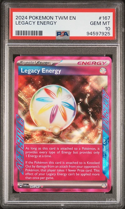 2024 Pokemon Twm En-twilight Masquerade 167 Legacy Energy PSA 10