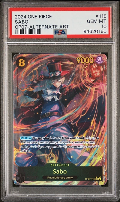 2024 One Piece Op07-500 Years In The Future 118 Sabo Alternate Art PSA 10