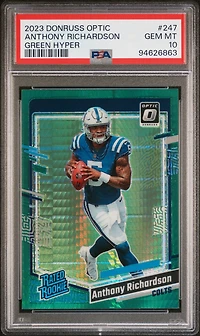2023 Panini Donruss Optic 247 Anthony Richardson Green Hyper PSA 10
