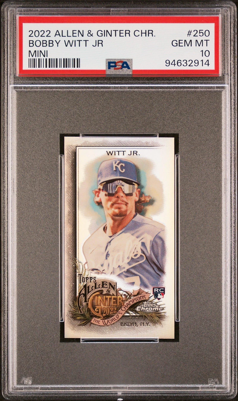 2022 Topps Allen & Ginter Chrome 250 Bobby Witt Jr Mini PSA 10