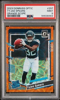 2023 Panini Donruss Optic 297 Tyjae Spears Orange Scope PSA 9